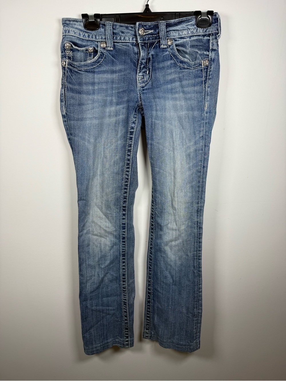 MISS ME | Y2K 00s Boot Cut Rhinestone Denim Jeans Size 27
